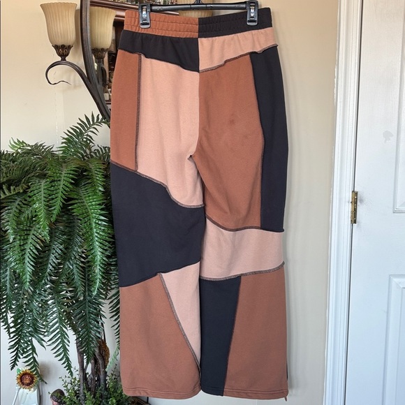 UGG Raini French Terry Piecework Pants Patchwork Brown Black Casual Sweats - Picture 9 of 16